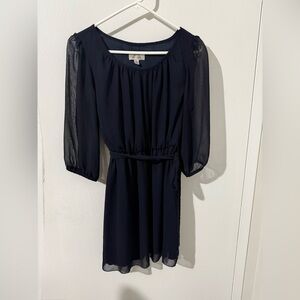 Sweet Storm Navy Blue Long Sleeve Dress size M runs small